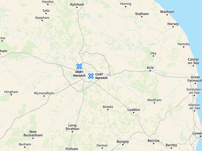 Map showing the  Amazon stations