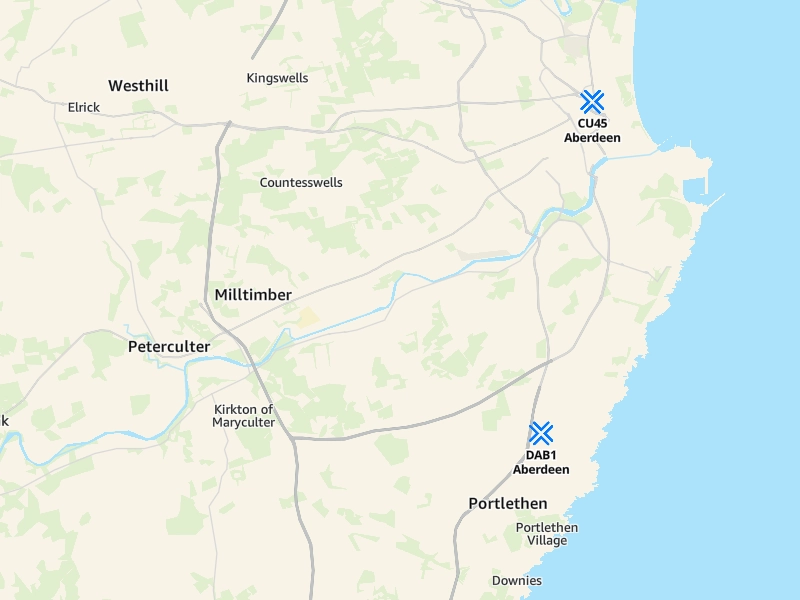 Map showing the  Amazon stations