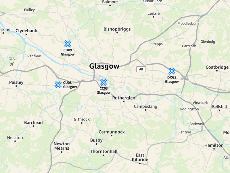 Map showing the  Amazon stations